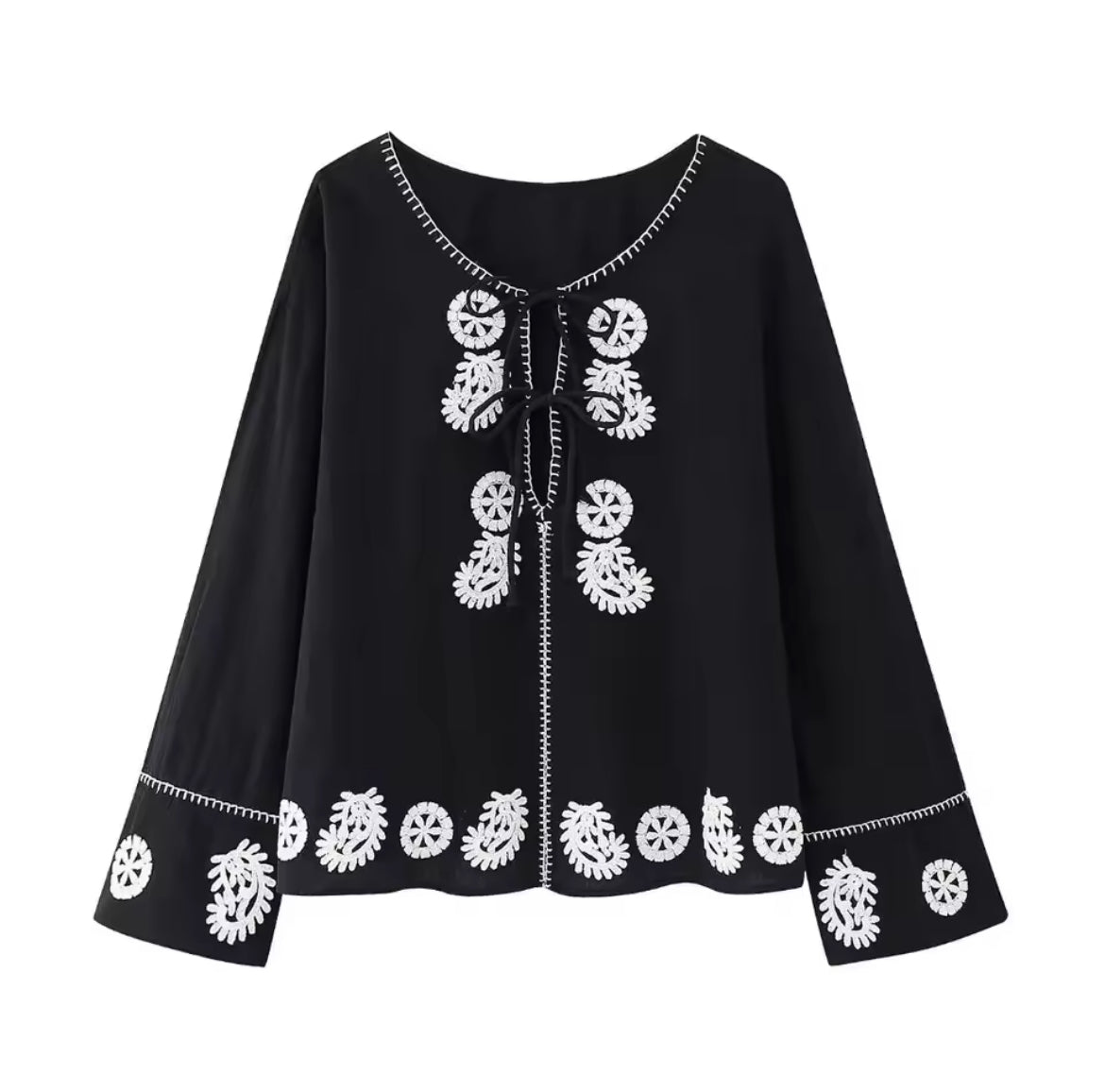 BLUSA CON RICAMI FLOREALI