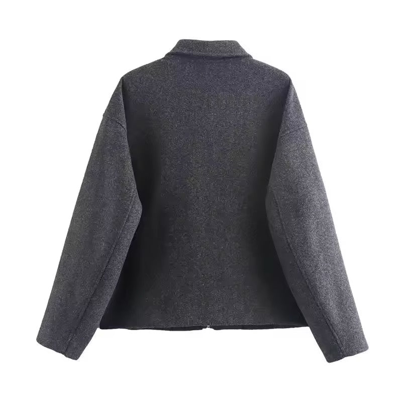 VESTE ZIPPÉE À COL REVERS