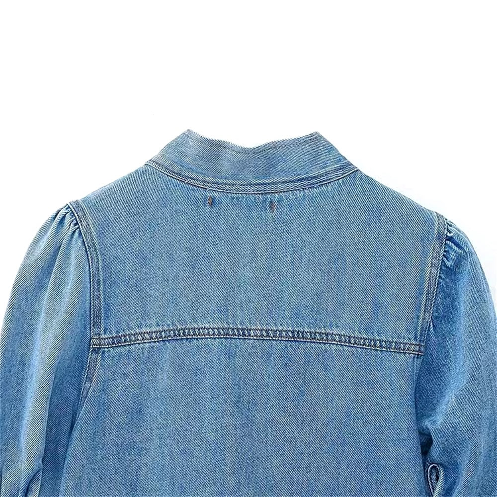 CAMICIA IN DENIM CON COLLO ALTO