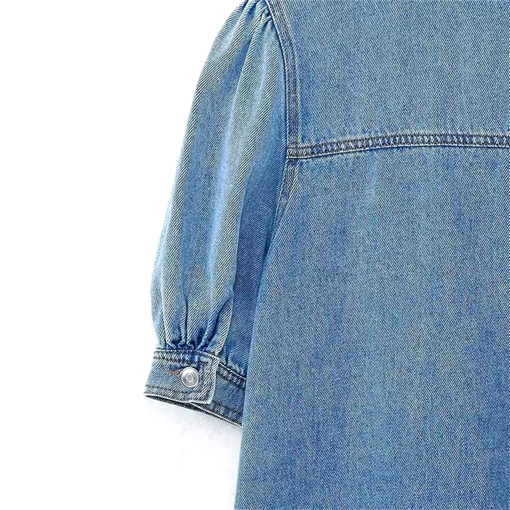 CAMICIA IN DENIM CON COLLO ALTO