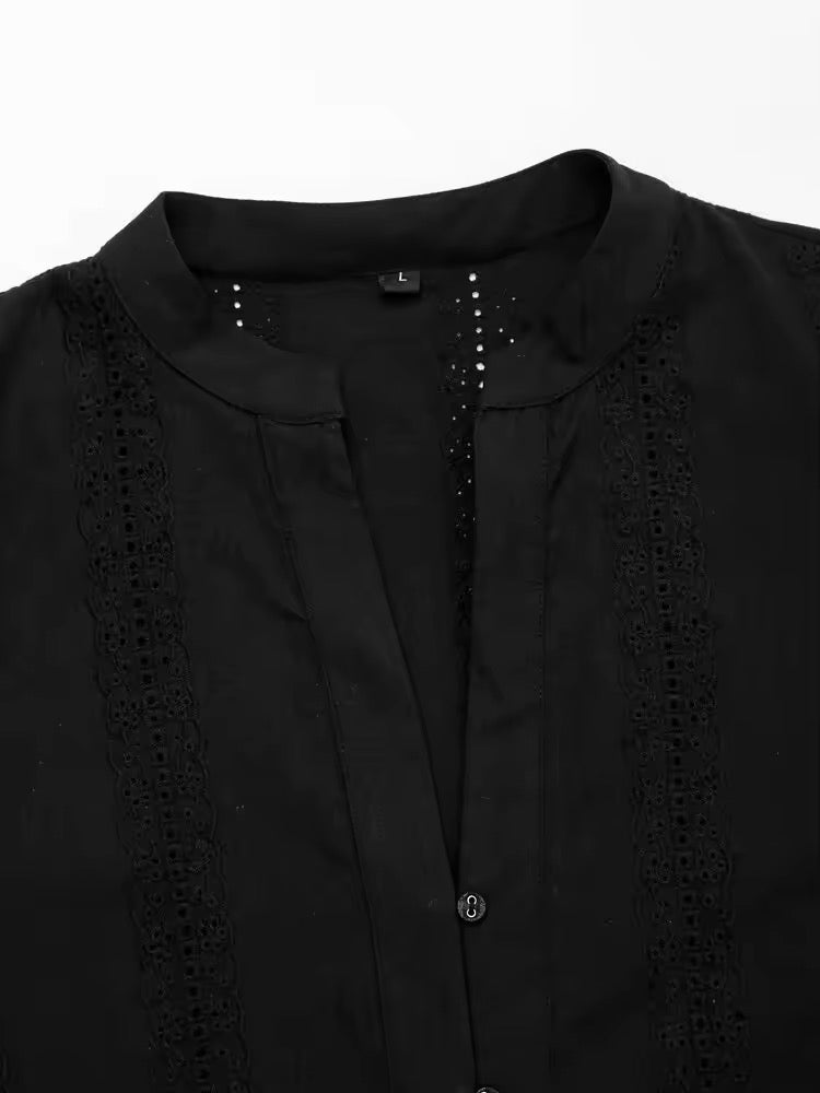 BLOUSE AJOURÉE À MANCHES LONGUES