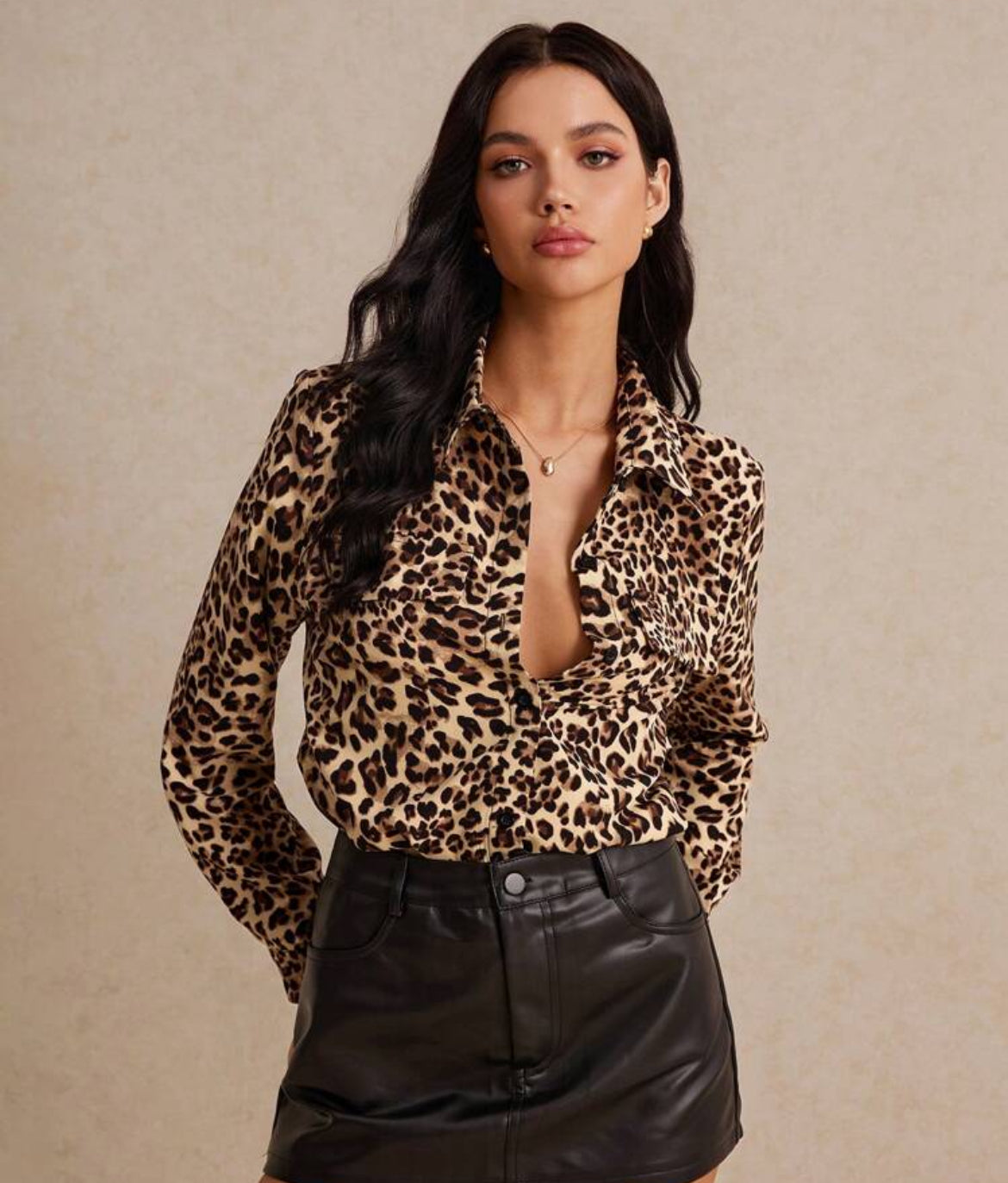 CAMICIA CASUAL CON MOTIVO LEOPARDATO