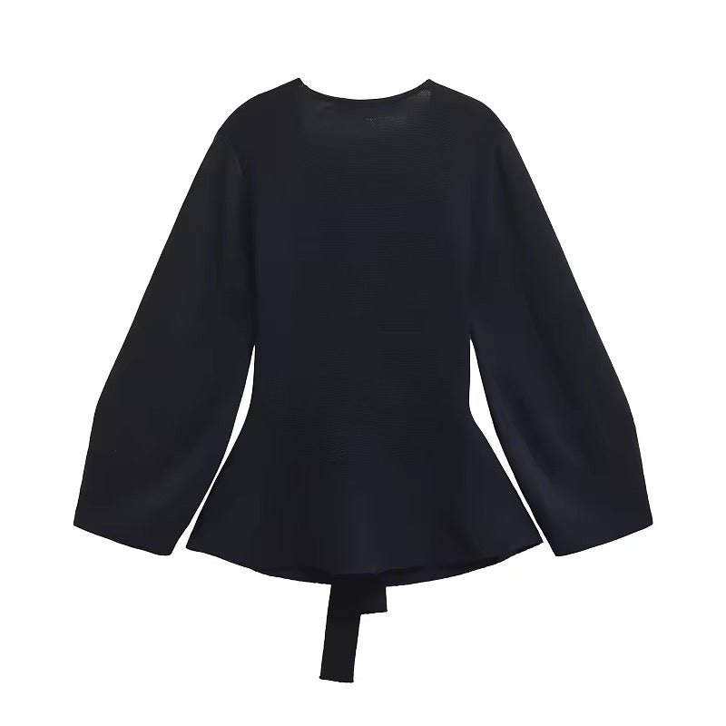 BLOUSE CEINTURÉE À MANCHES LONGUES