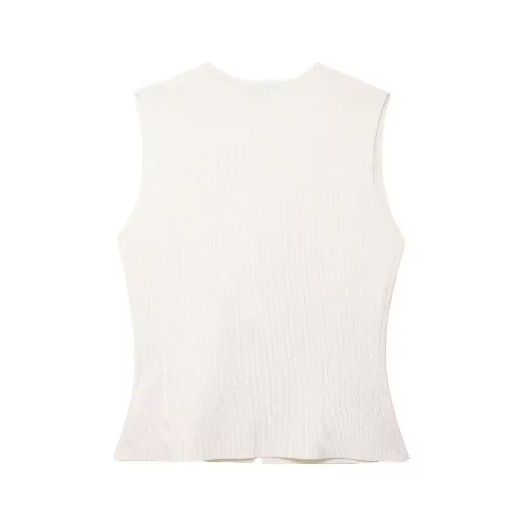 Top corto smaltato lavorato a maglia