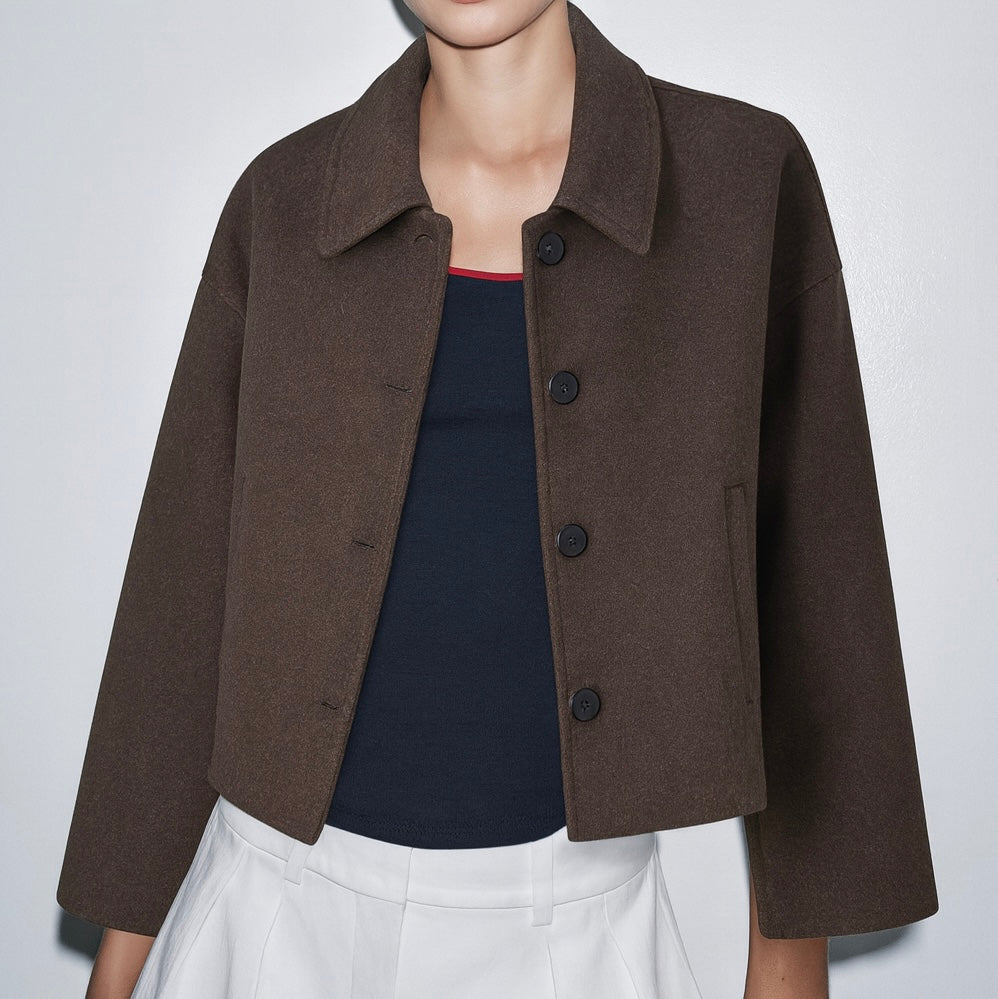 MANTEAU DROIT EFFET LAINE