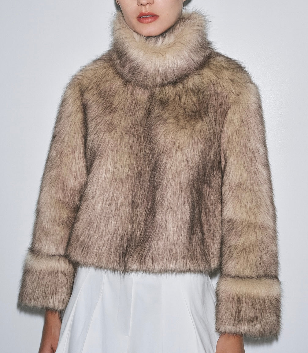 Fur effect down jacket • Women