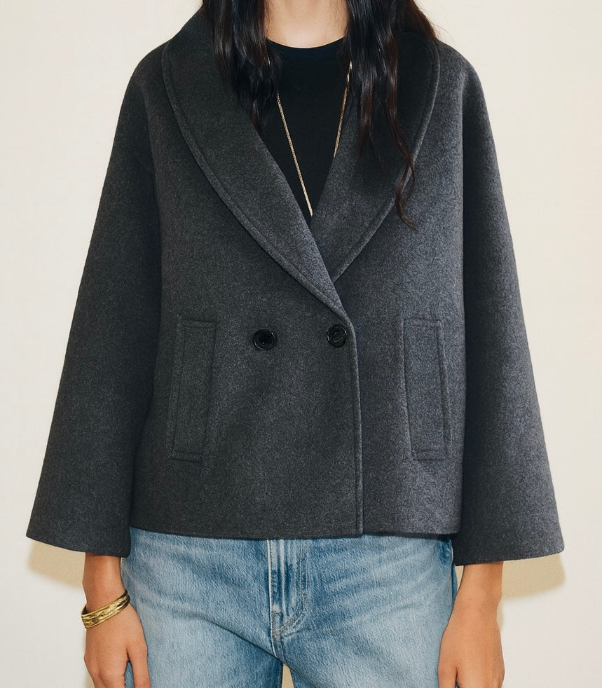 MANTEAU OVERSIZE À COL DRAPÉ