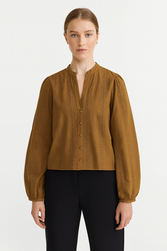 BLOUSE AJOURÉE À MANCHES LONGUES