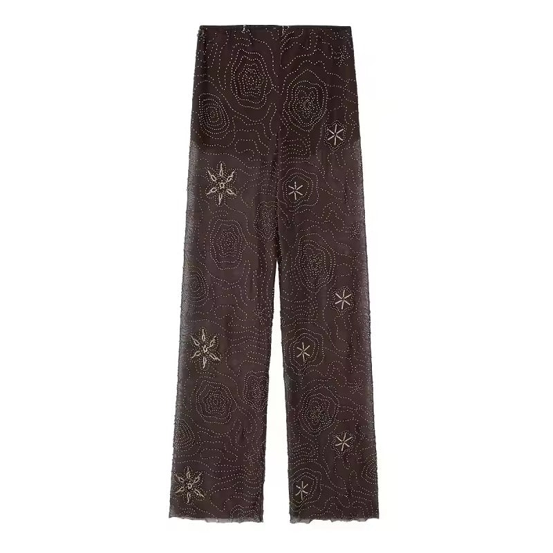 PANTALON BRODÉ À MOTIFS ÉTOILÉS