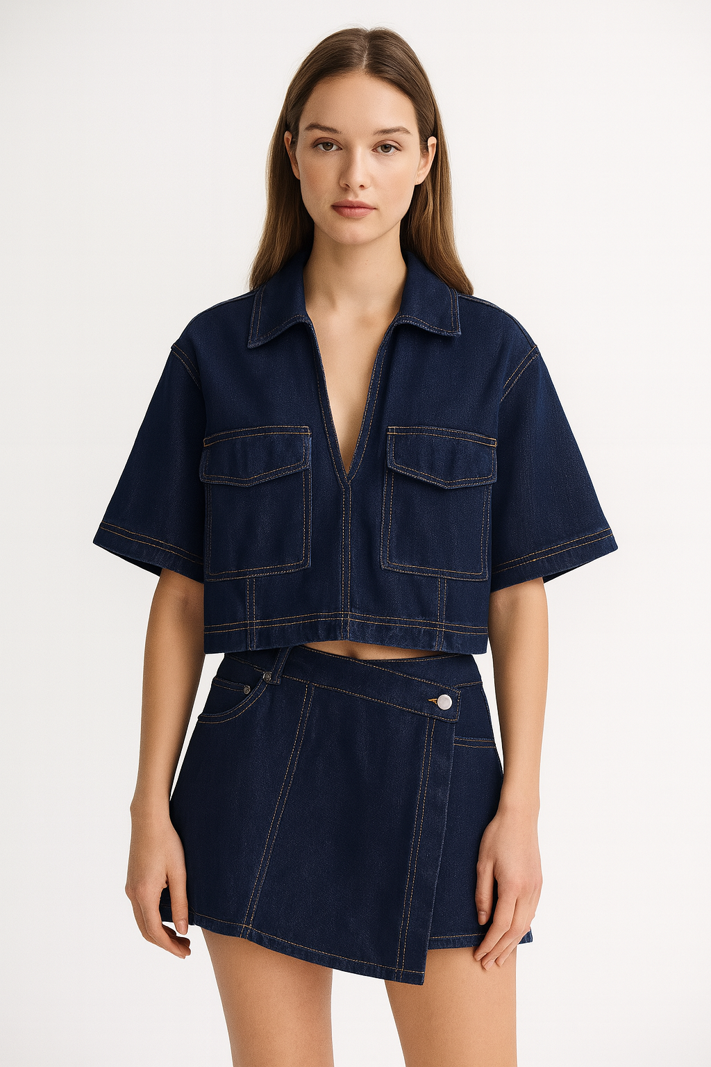 SET DI PANTALONCINI E CAMICIA IN DENIM