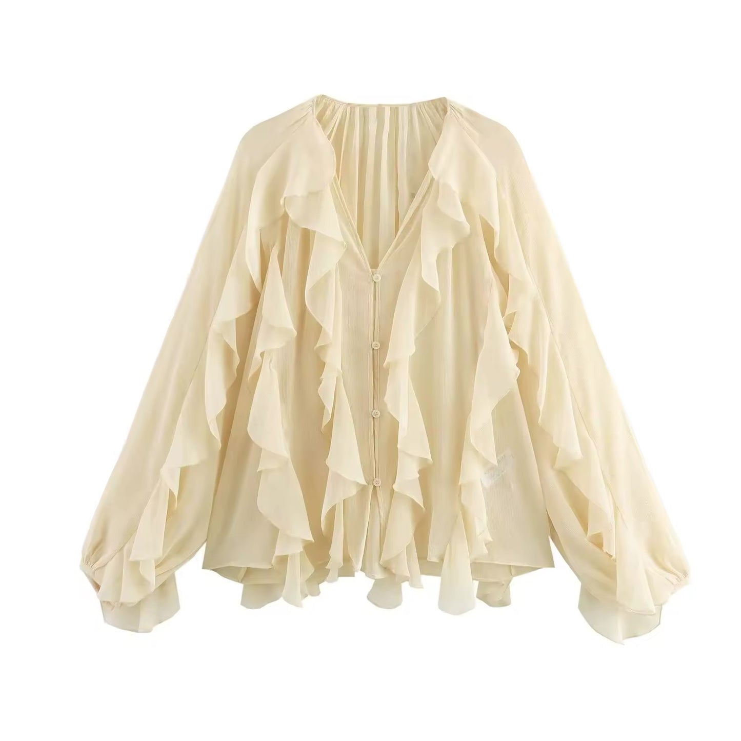 BLOUSE VOLANTÉE À MANCHES AMPLE