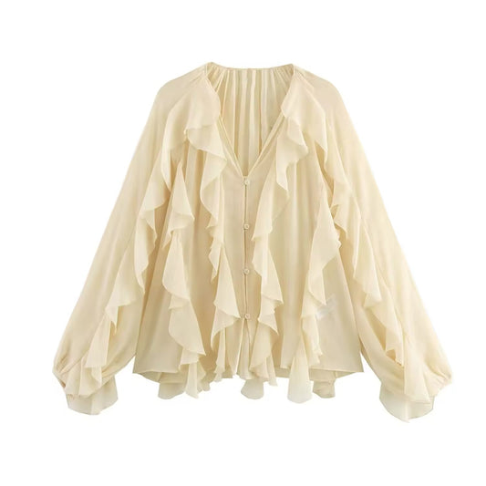 BLOUSE VOLANTÉE À MANCHES AMPLE
