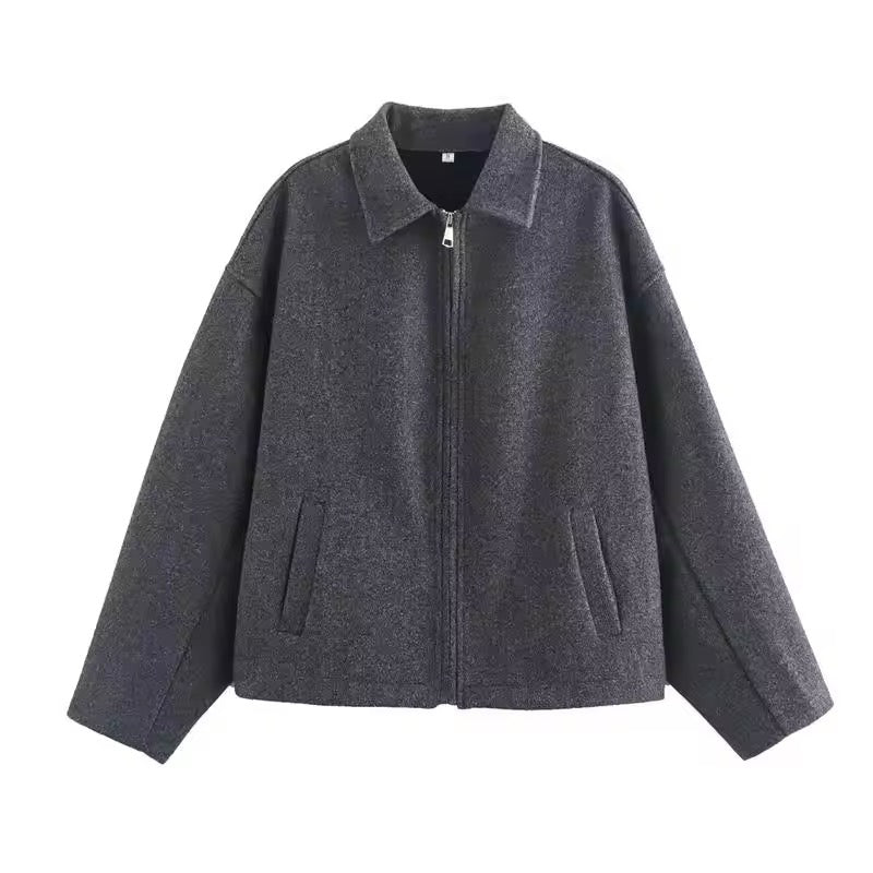 VESTE ZIPPÉE À COL REVERS