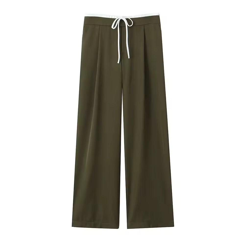 PANTALON FLUIDE CORDON CONTRASTÉ