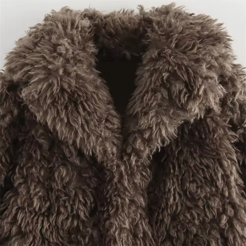 Fur effect down jacket • Women