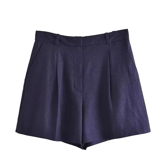 SHORT TAILLE HAUTE À PINCES
