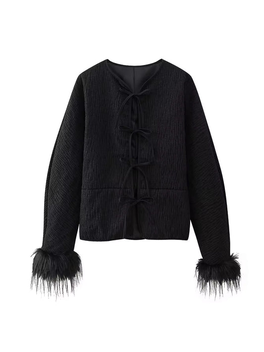 CARDIGAN À POINTES FOURRURES