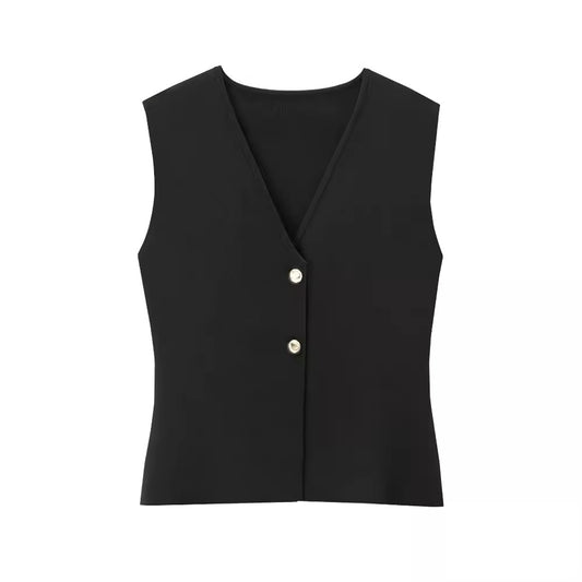 GILET CON SCOLLO A V CON BOTTONI