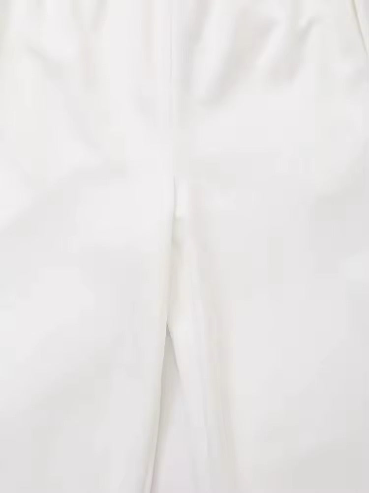 Jogging ample à taille élastique blanc minimaliste