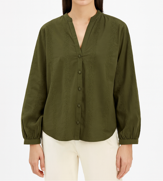 CHEMISE TEXTURÉE COL V