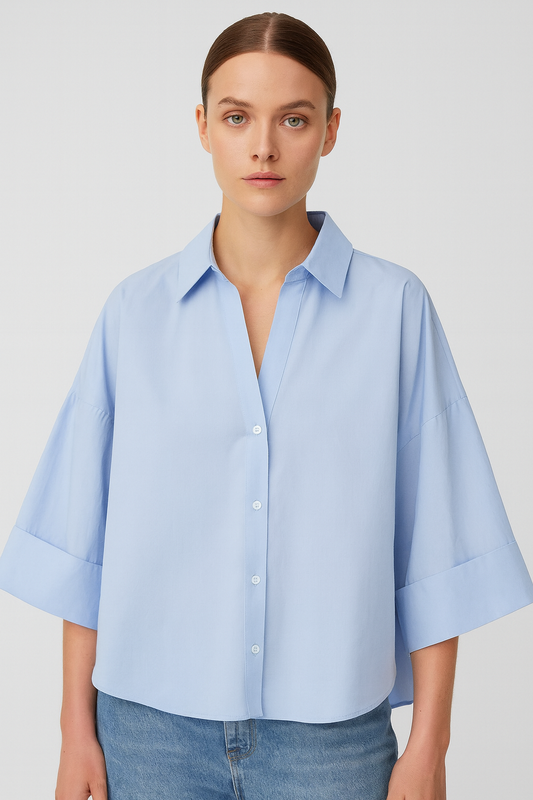 CHEMISE EN COTON À MANCHES LARGES