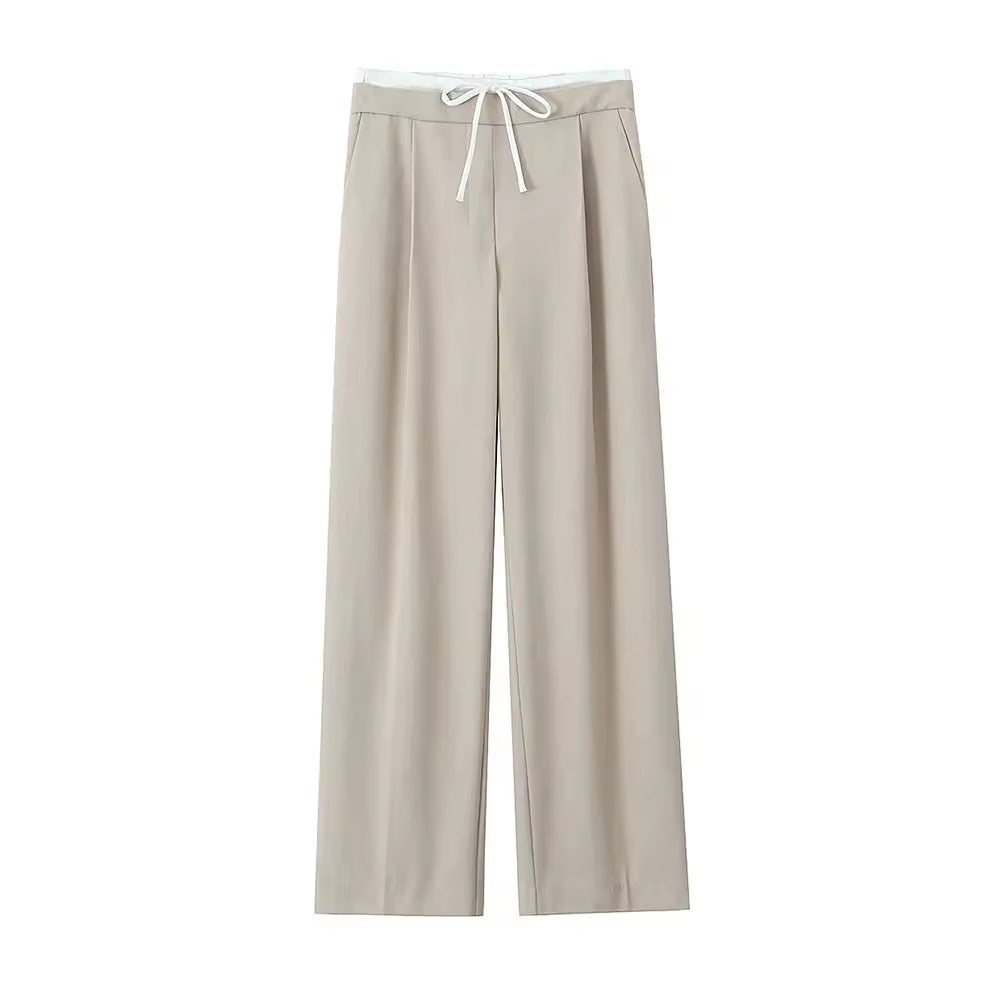 PANTALON FLUIDE CORDON CONTRASTÉ