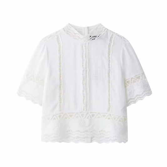 BLOUSE EN COTON AVEC DENTELLE
