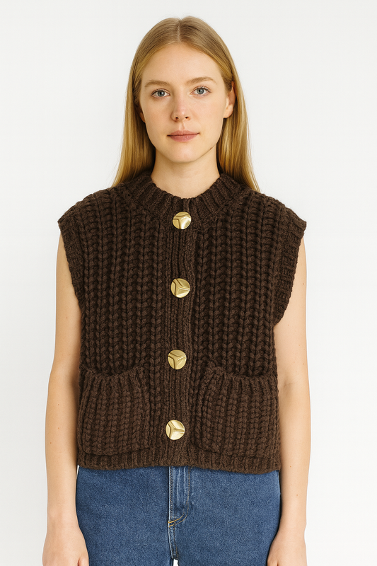 CARDIGAN EN TRICOT SANS MANCHES
