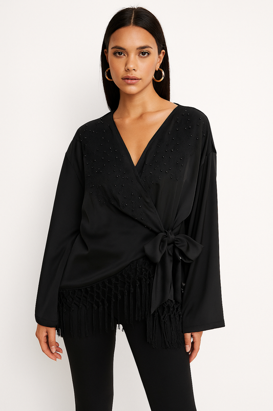 Black double-breasted jacket • Women