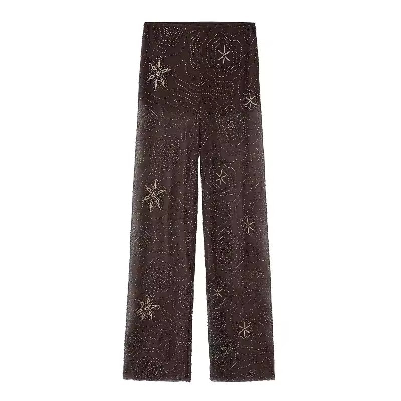 PANTALON BRODÉ À MOTIFS ÉTOILÉS