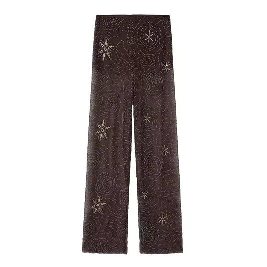 PANTALON BRODÉ À MOTIFS ÉTOILÉS