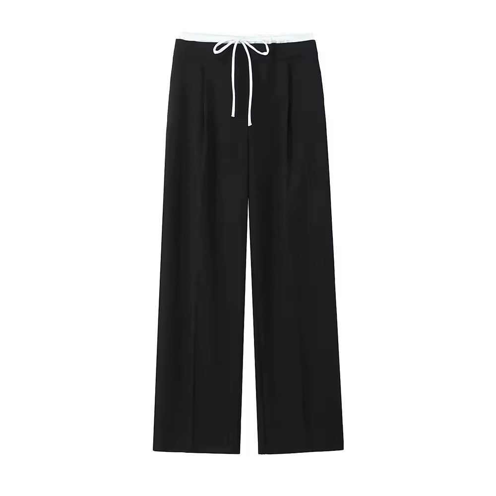 PANTALON FLUIDE CORDON CONTRASTÉ