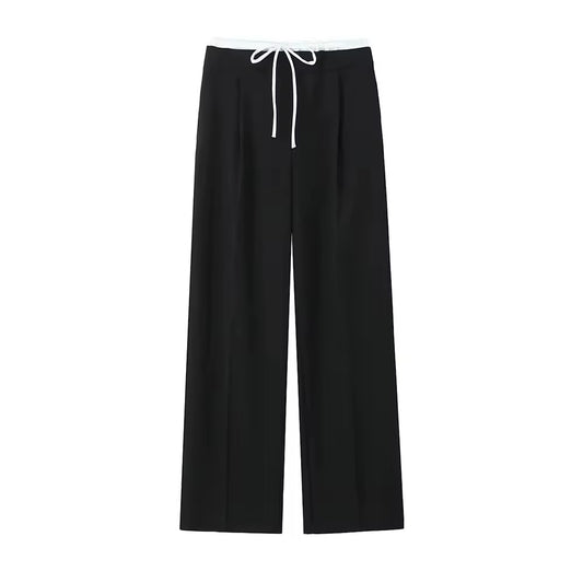 PANTALON FLUIDE CORDON CONTRASTÉ