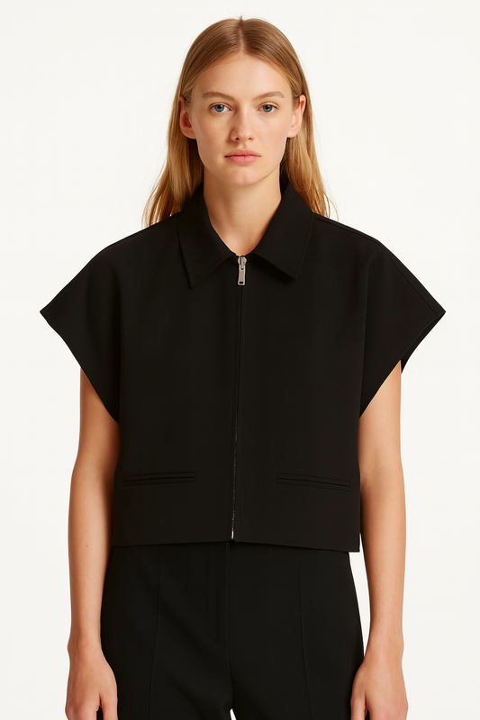VESTE COURTE À COL REVERS