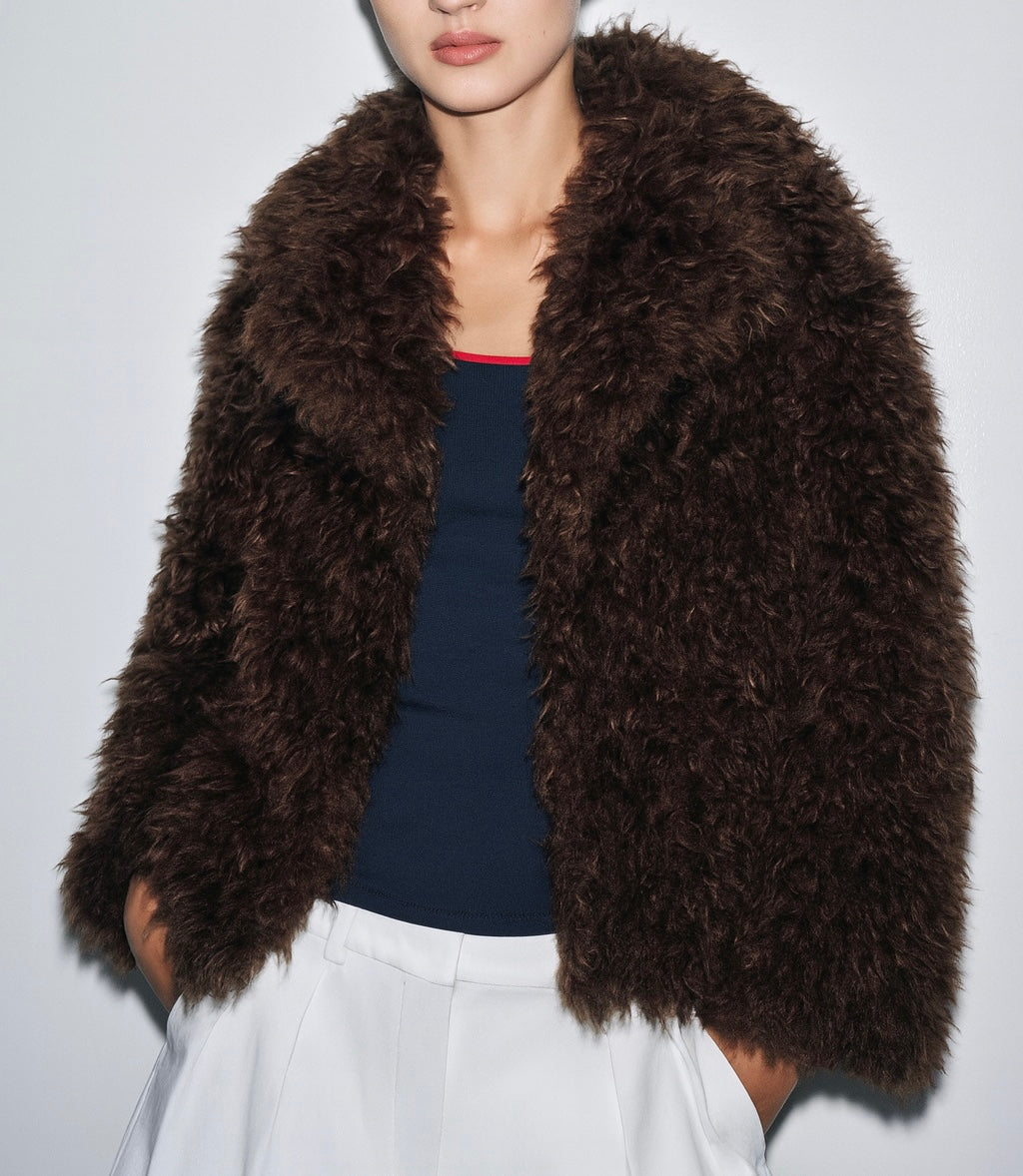 Fur effect down jacket • Women