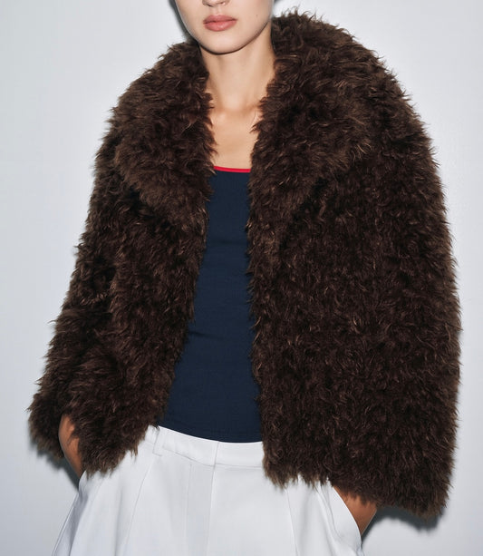 Fur effect down jacket • Women