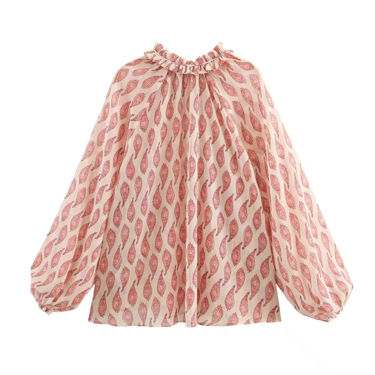 BLOUSE IMPRIMÉE COL FRONCÉ