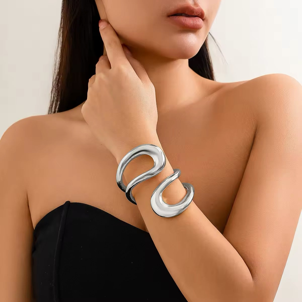 BRACCIALE GEOMETRICO 100% ACCIAIO INOSSIDABILE 