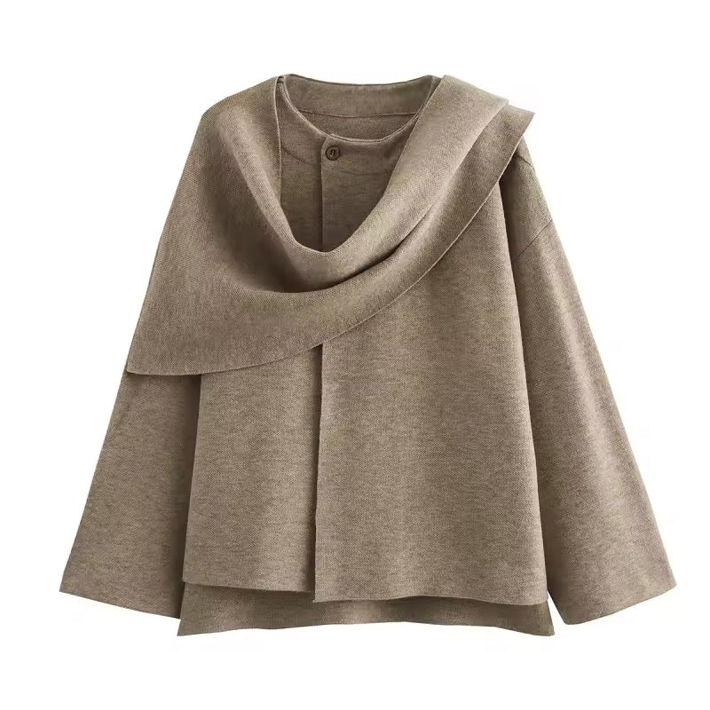 MANTEAU DRAPÉ À ENCOLURE DÉCALÉE