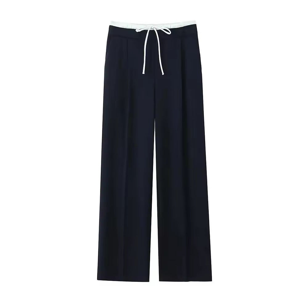 PANTALON FLUIDE CORDON CONTRASTÉ