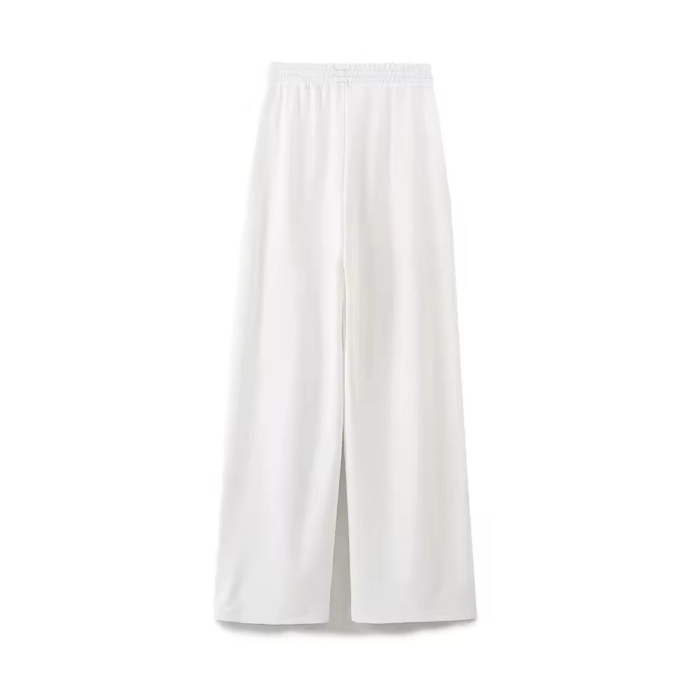 Jogging ample à taille élastique blanc minimaliste