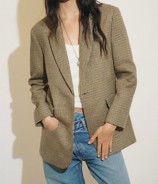 BLAZER IMPRIMÉ À CARREAUX FINS