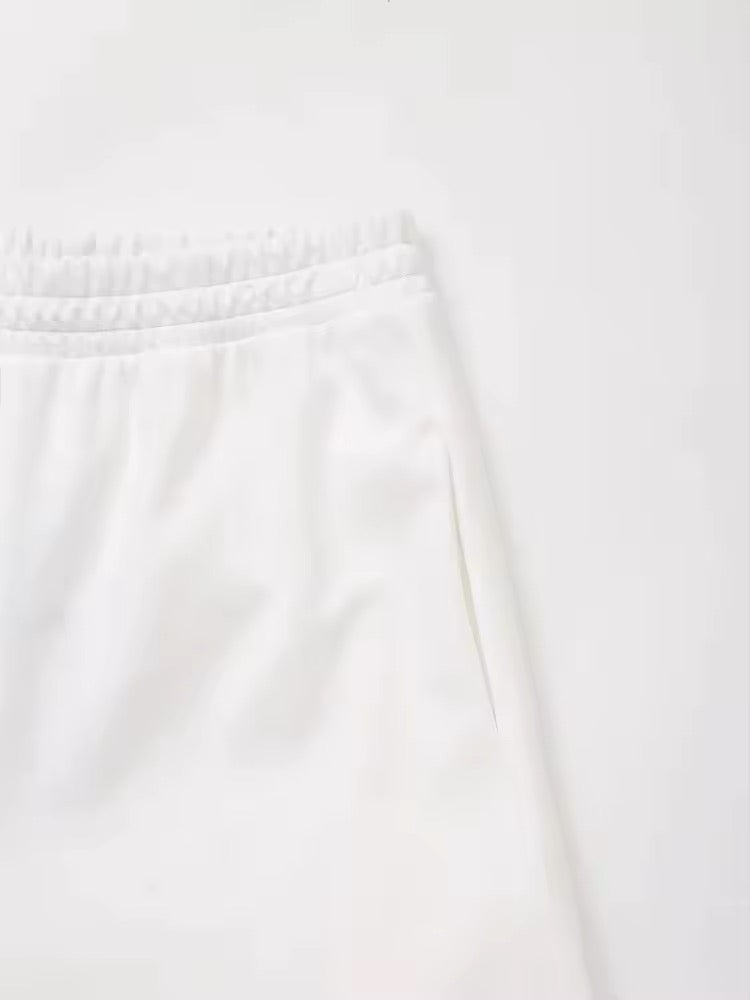 Jogging ample à taille élastique blanc minimaliste
