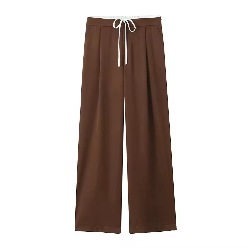 PANTALON FLUIDE CORDON CONTRASTÉ