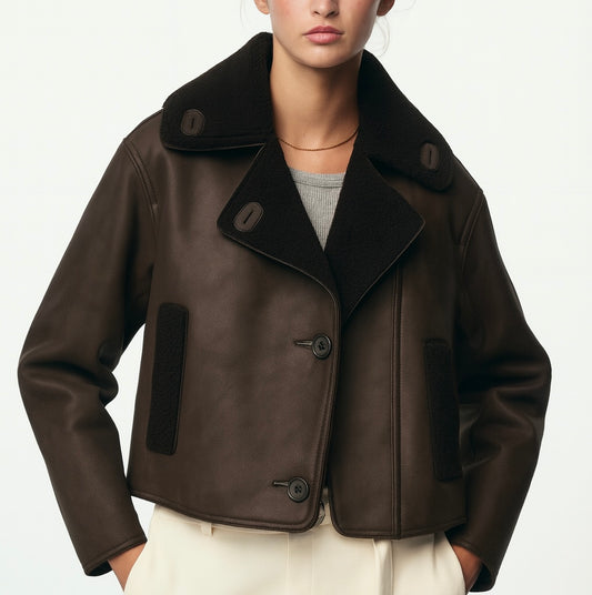 Giacca in pelle PU vintage • Donna